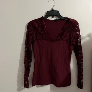 Ambiance Maroon semi lace shirt
